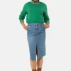 Licht E Rechte Denim Rok Met Split-Terre Bleue Store