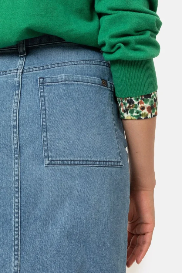 Licht E Rechte Denim Rok Met Split-Terre Bleue Store