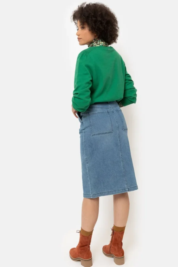 Licht E Rechte Denim Rok Met Split-Terre Bleue Store