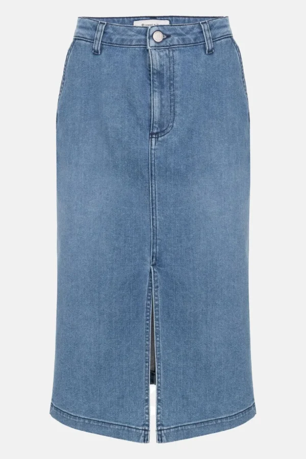 Licht E Rechte Denim Rok Met Split-Terre Bleue Store