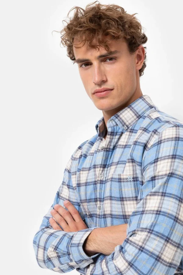 Licht Geruit Regular Fit Mannenhemd-Terre Bleue Sale