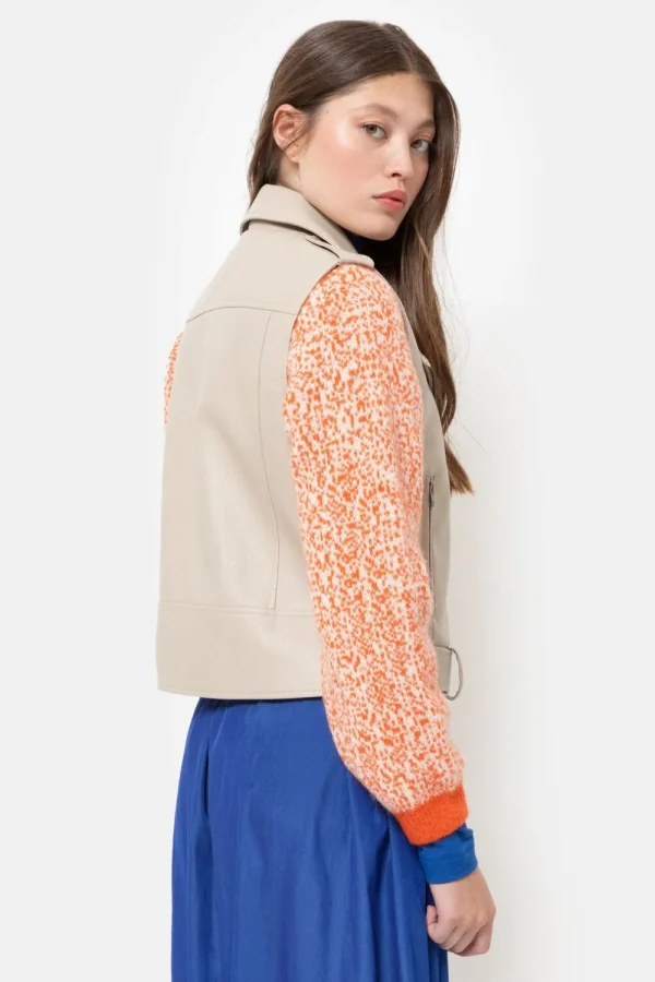 Licht Mouwloos Jack Met Lederlook-Terre Bleue Discount