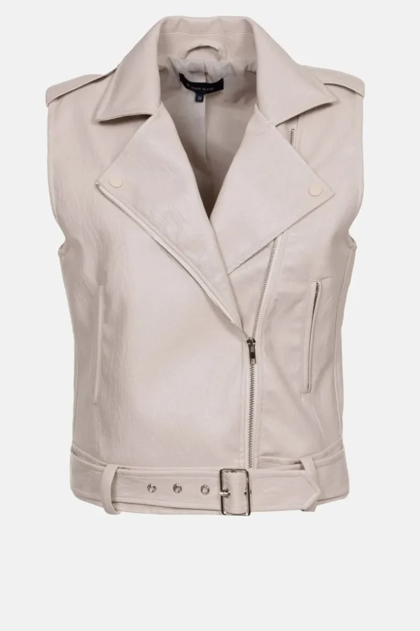 Licht Mouwloos Jack Met Lederlook-Terre Bleue Discount