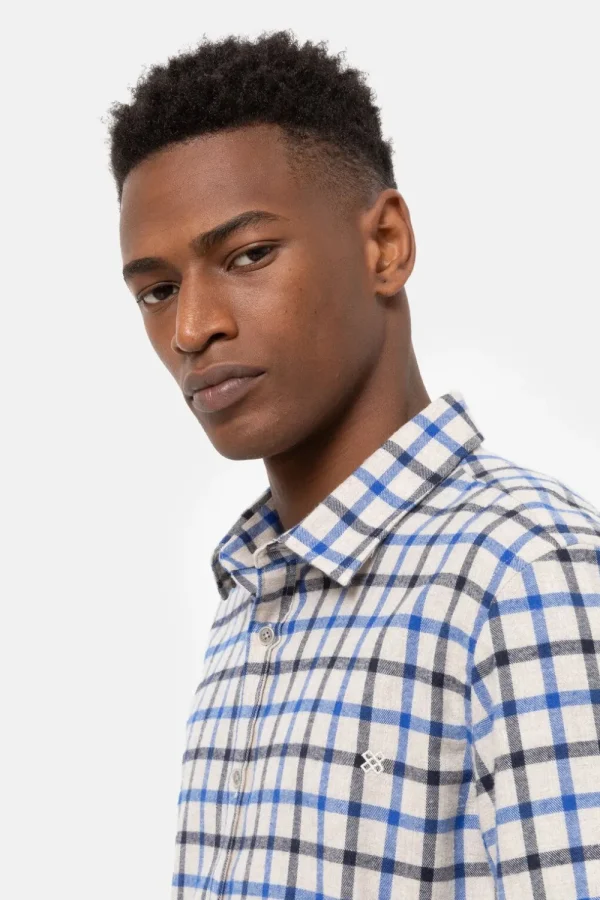 Lichtbeige Slim Fit Overhemd Met E Ruiten-Terre Bleue Clearance