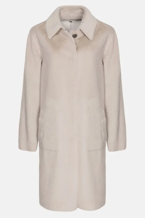 Lichtgrijze Omkeerbare Jas In Kunstbont En Suede-Terre Bleue Outlet