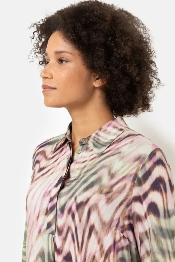 Midi Hemdjurk Met Groene Aquarelprint-Terre Bleue Online