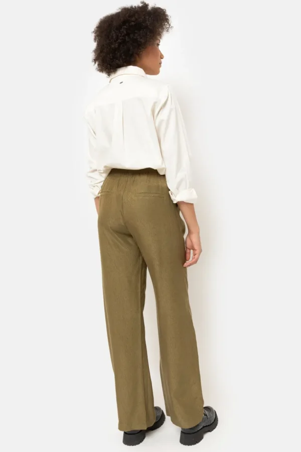 Olijfgroene Broek Met Losse, Rechte Broekspijpen-Terre Bleue Flash Sale