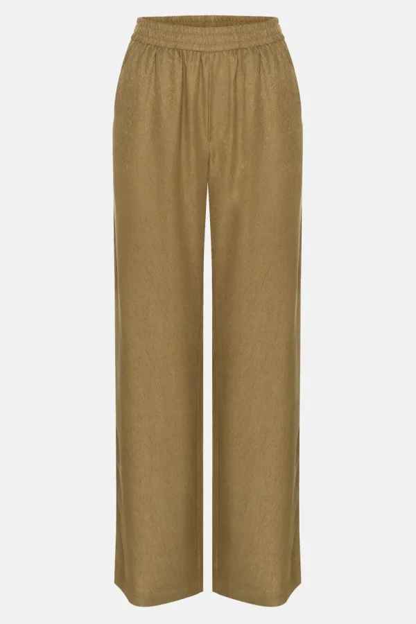 Olijfgroene Broek Met Losse, Rechte Broekspijpen-Terre Bleue Flash Sale