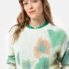 Pull Met Ronde Hals En Groene Bloemenprint-Terre Bleue Online