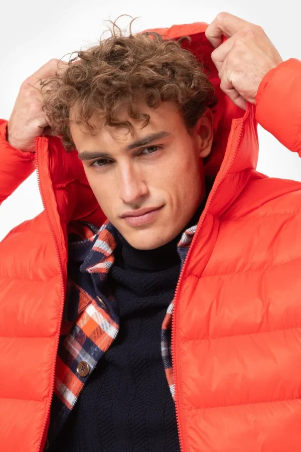 Rode Doorgestikte Herenjas Met Capuchon En Rits-Terre Bleue Outlet