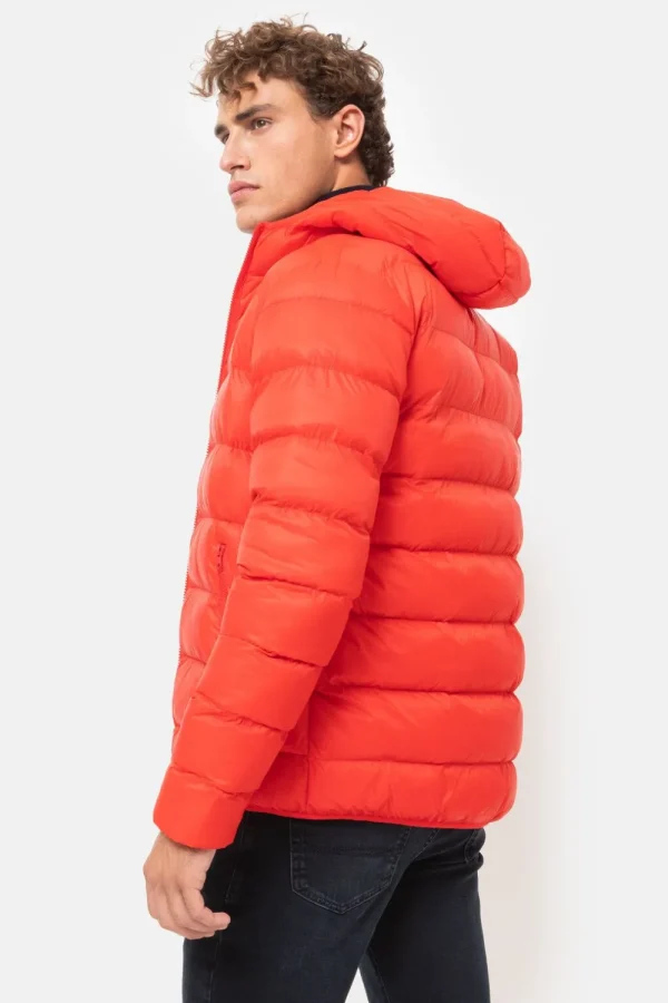 Rode Doorgestikte Herenjas Met Capuchon En Rits-Terre Bleue Outlet