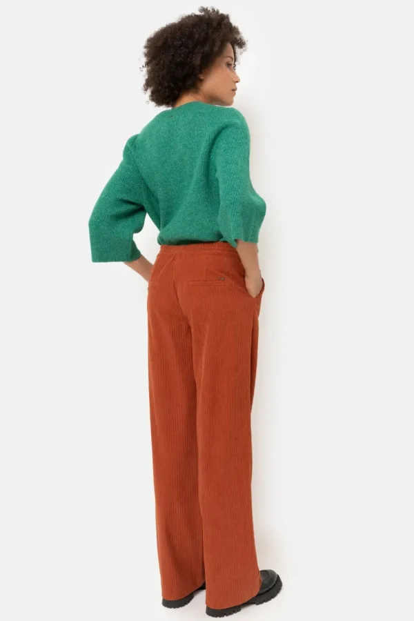 Roestbruine Loose Fit Broek Met Rechte Pijpen-Terre Bleue Fashion