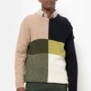 Sweater Met Beige-Groen-Blauwe Colour Blocks-Terre Bleue Clearance