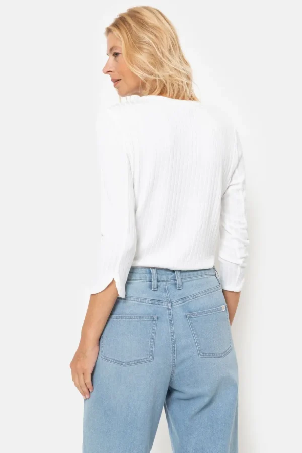 T-Shirt Met 3/4 Mouwen, V-Hals En Strepen-Terre Bleue Clearance