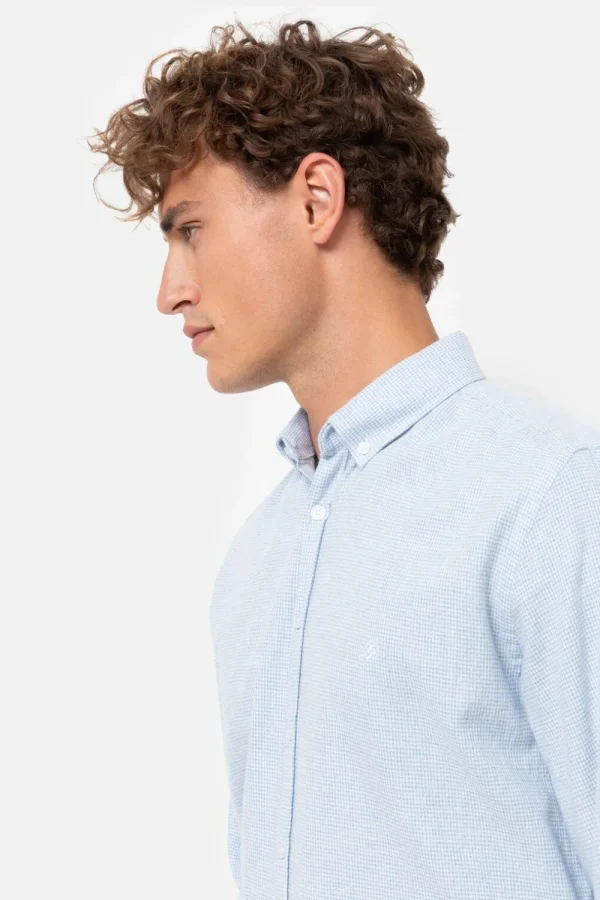 Wit En Licht Geruit Slim Fit Mannenhemd-Terre Bleue Discount