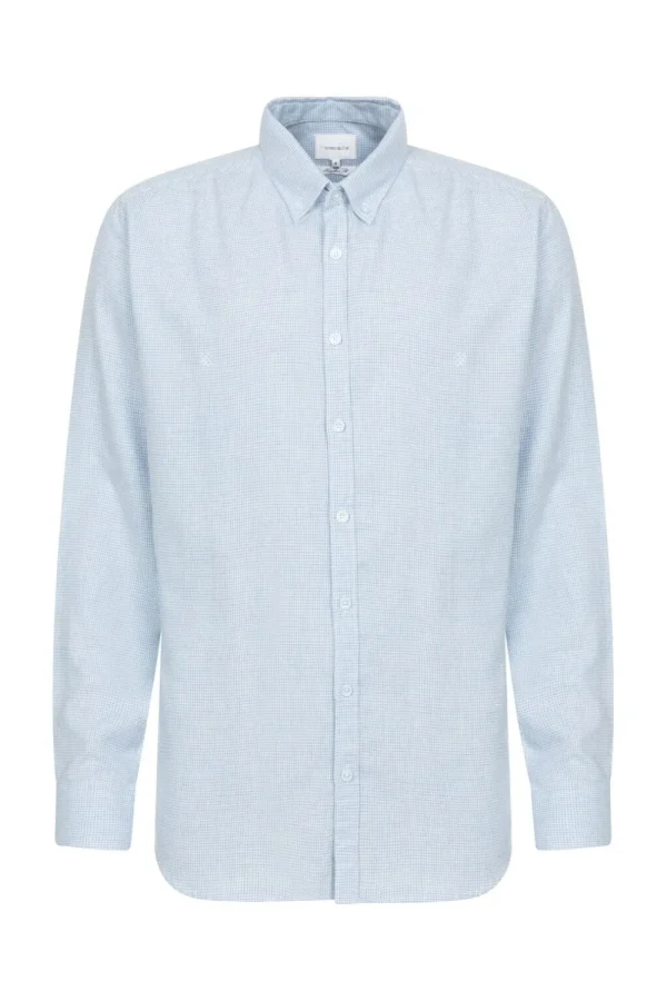 Wit En Licht Geruit Slim Fit Mannenhemd-Terre Bleue Discount