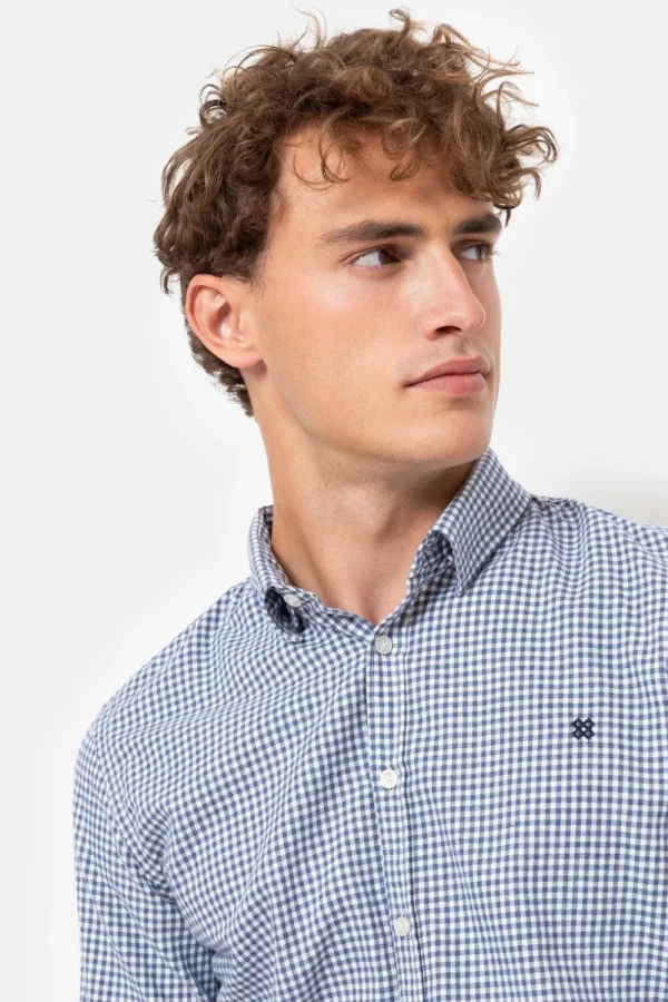 Wit Geruit Regular Fit Hemd Voor Mannen-Terre Bleue Online