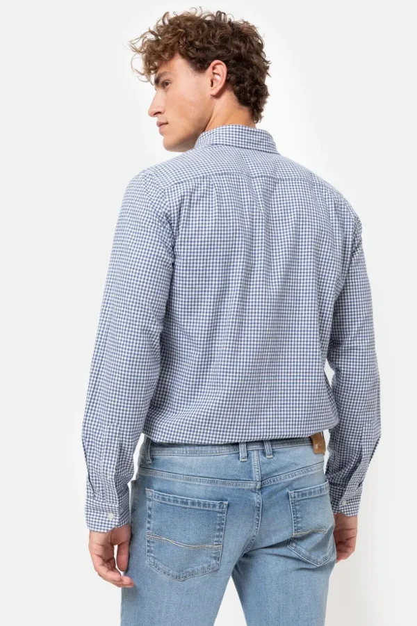 Wit Geruit Regular Fit Hemd Voor Mannen-Terre Bleue Online