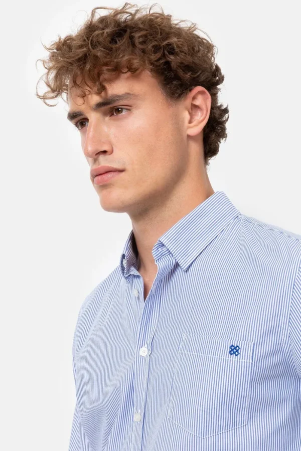 Wit Gestreept Mannenhemd Met Slim Fit-Terre Bleue Sale