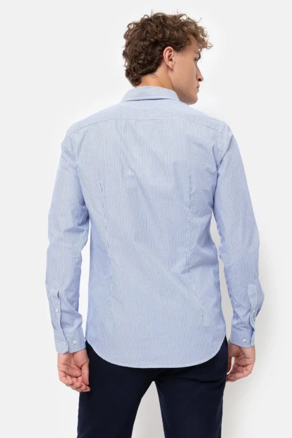 Wit Gestreept Mannenhemd Met Slim Fit-Terre Bleue Sale