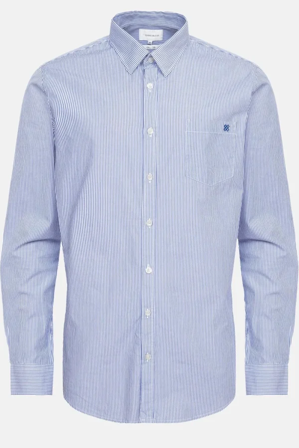 Wit Gestreept Mannenhemd Met Slim Fit-Terre Bleue Sale