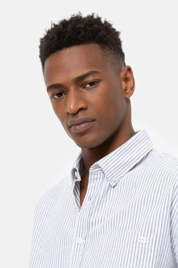 Wit Gestreept Regular Fit Mannenhemd-Terre Bleue Shop