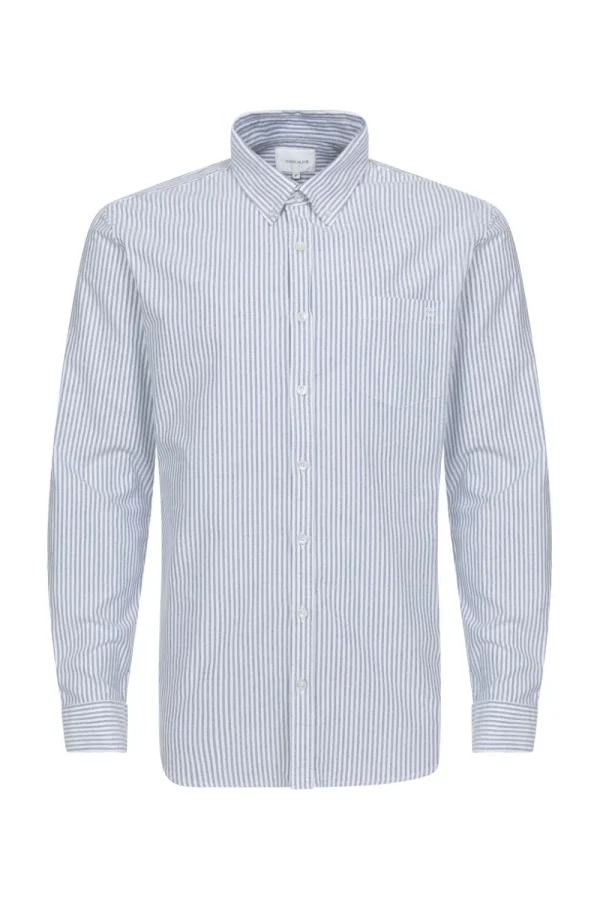 Wit Gestreept Regular Fit Mannenhemd-Terre Bleue Shop