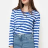Wit Gestreept T-Shirt Met Lange Mouwen-Terre Bleue New