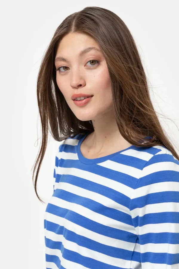 Wit Gestreept T-Shirt Met Lange Mouwen-Terre Bleue New