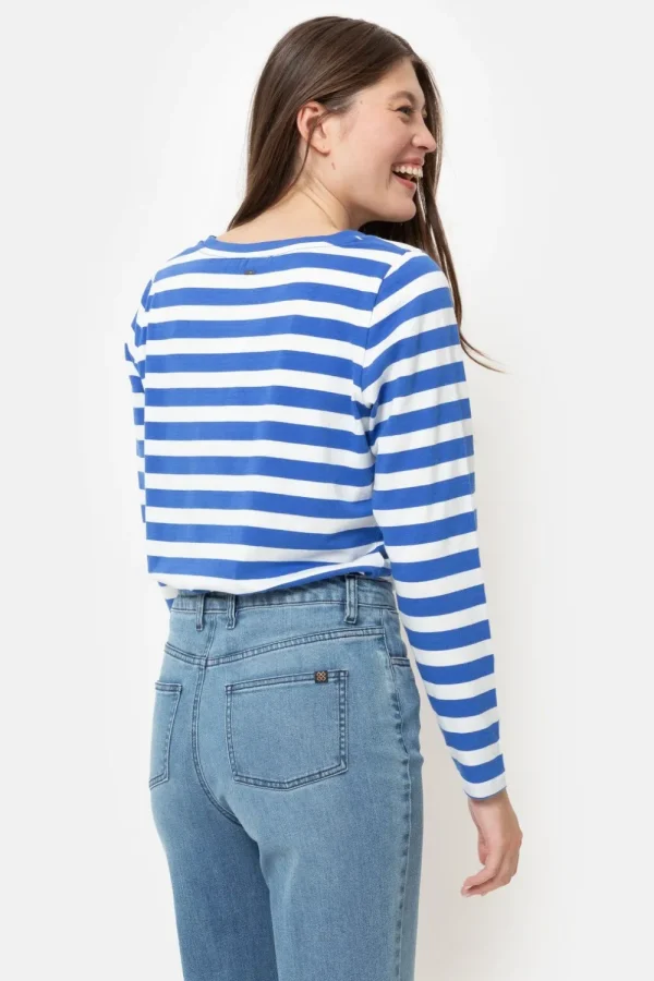 Wit Gestreept T-Shirt Met Lange Mouwen-Terre Bleue New