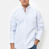 Wit-Licht Gestreept Regular Fit Mannenhemd-Terre Bleue Outlet
