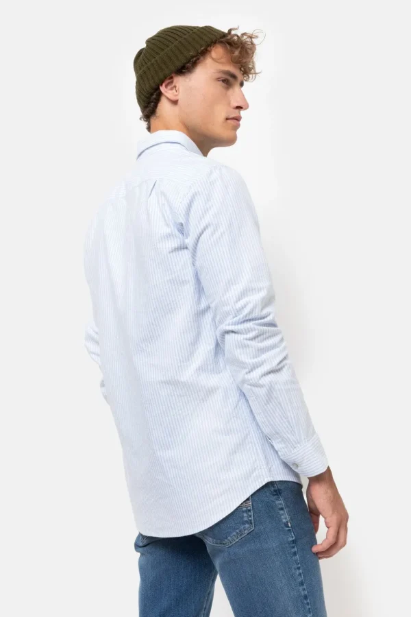 Wit-Licht Gestreept Regular Fit Mannenhemd-Terre Bleue Outlet