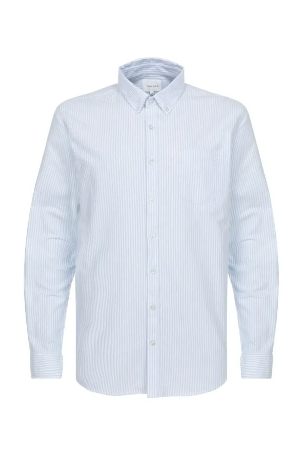Wit-Licht Gestreept Regular Fit Mannenhemd-Terre Bleue Outlet