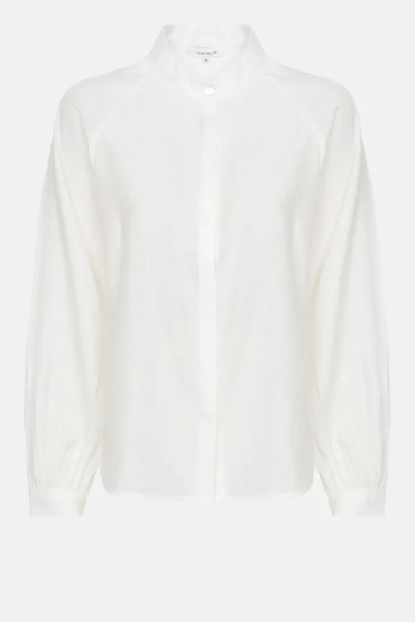 Witte Blouse Met Overslag En Broderie-Terre Bleue Flash Sale